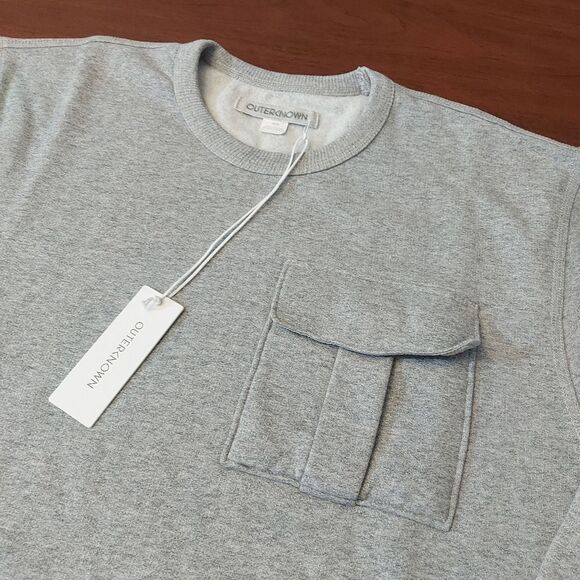 Outerknown Jaspe Crewneck Pocket Sweatshirt Organic Cotton Grey Men's Size M - Picture 2 of 5